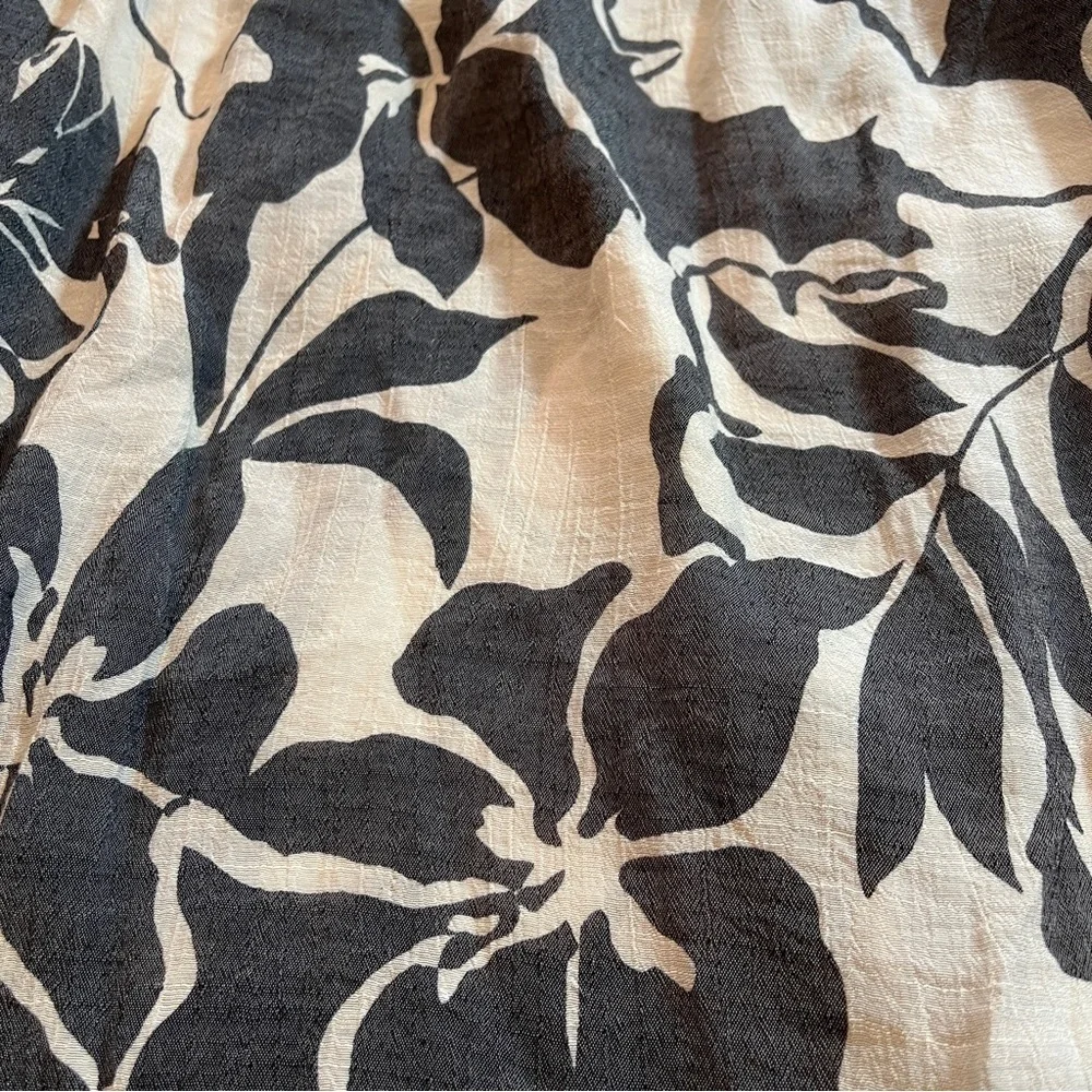 Zac & Rachel Boho Cottagecore Black and Cream Floral Blouse Crochet Details L - Picture 7 of 9